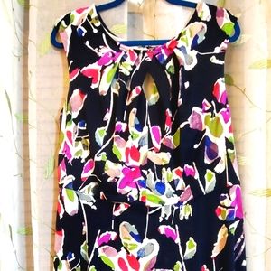 Navy floral print dress